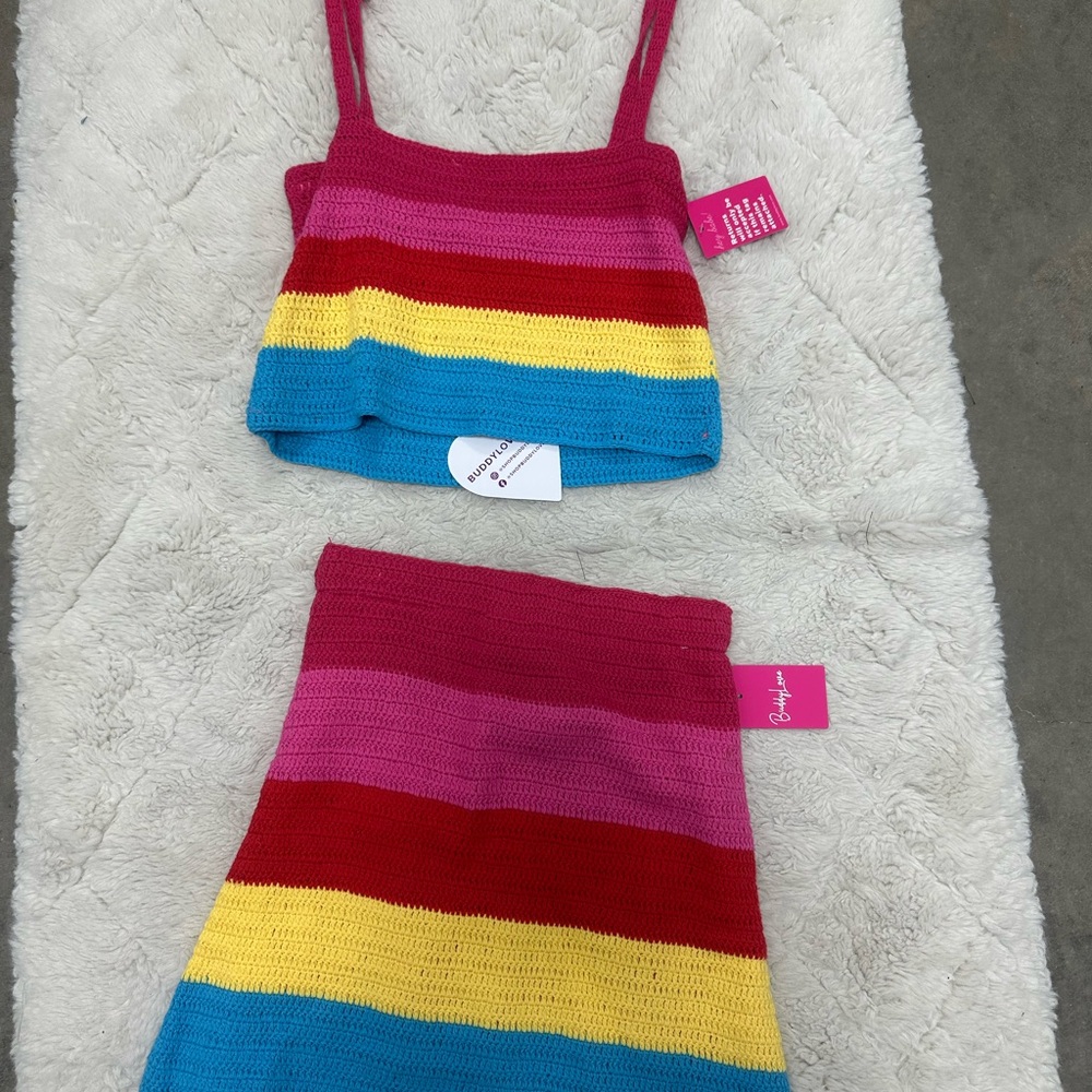 Buddy Love Colorful Striped Mini Skirt Set